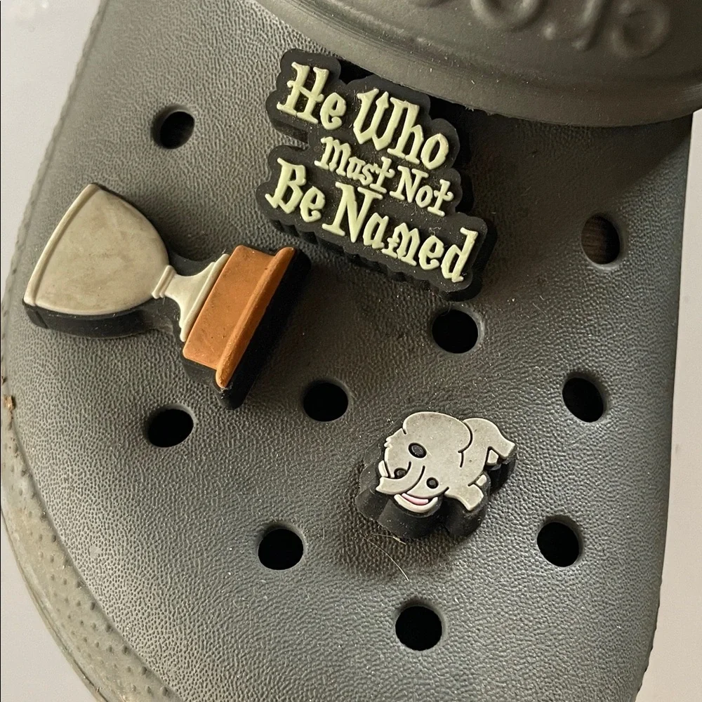 CROCS Kids Gray Slippers with Playful Charms